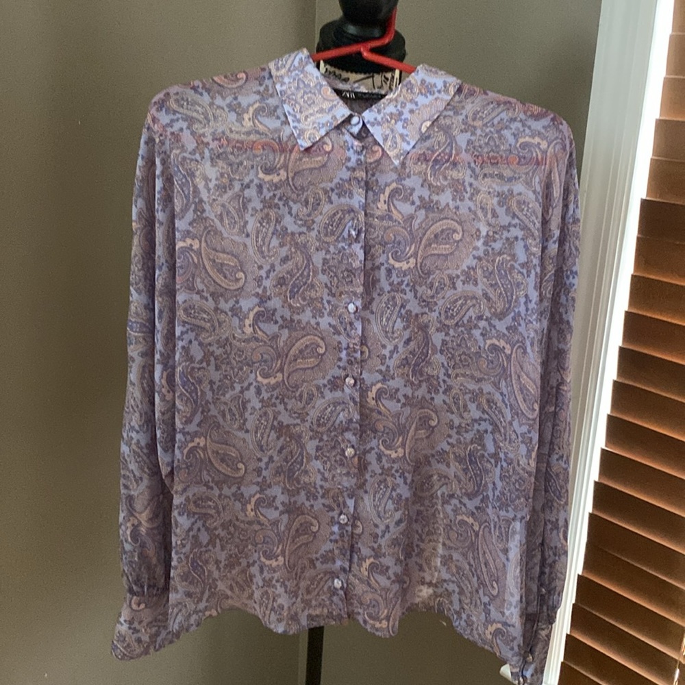 Sheer printed blouse by Zara 2/20
